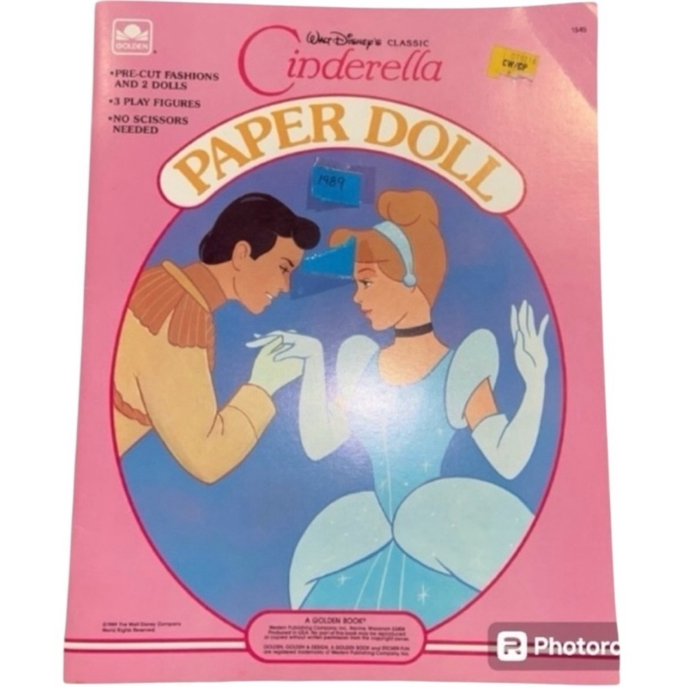 Vintage Disney Cinderella Paper Doll Book Princess Dress Up Collectible Toy